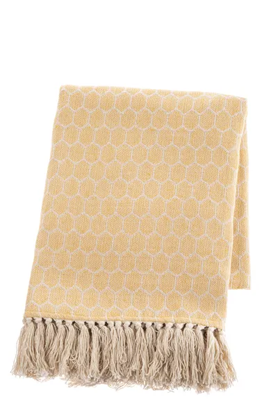 Ochre & Natural Honeycomb Woven Throw