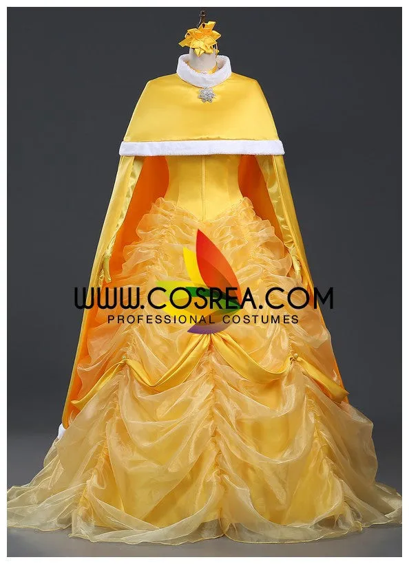 Princess Belle Satin Round Shoulder Drape Beauty And Beast  Cape