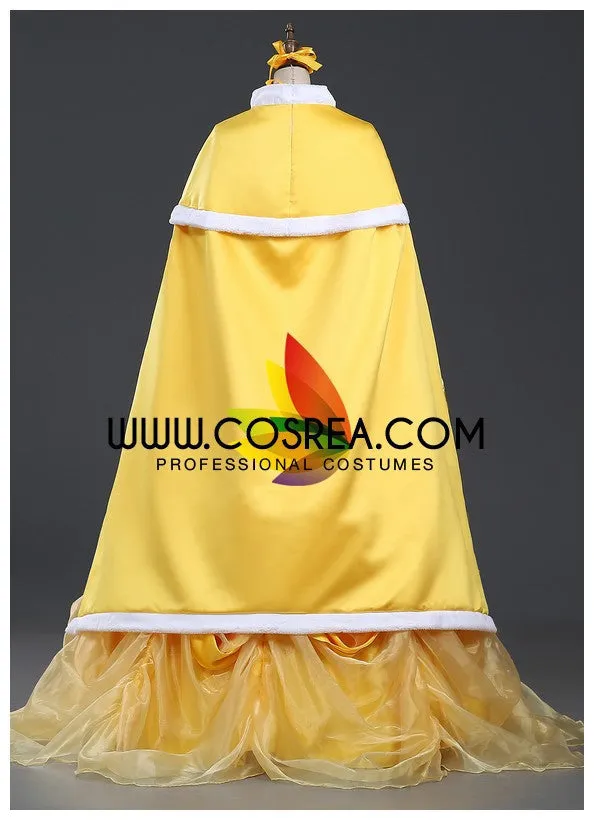 Princess Belle Satin Round Shoulder Drape Beauty And Beast  Cape