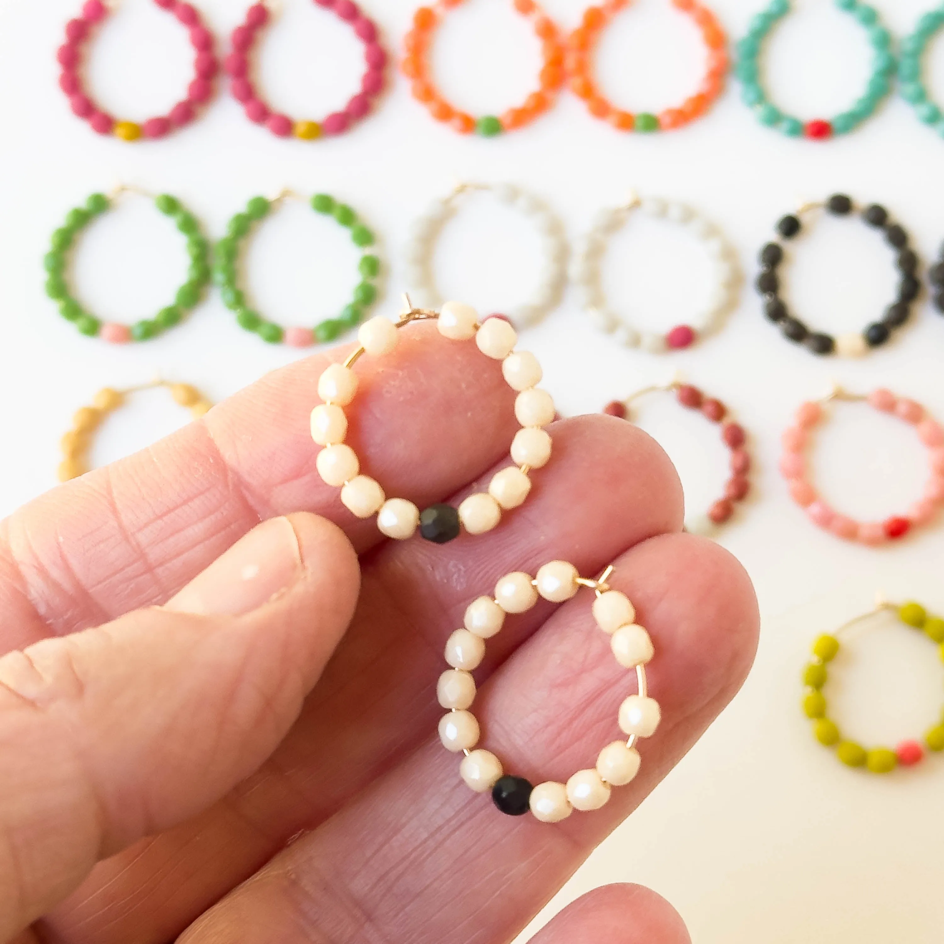 Small Colorful Gold Filled Hoops with Beads