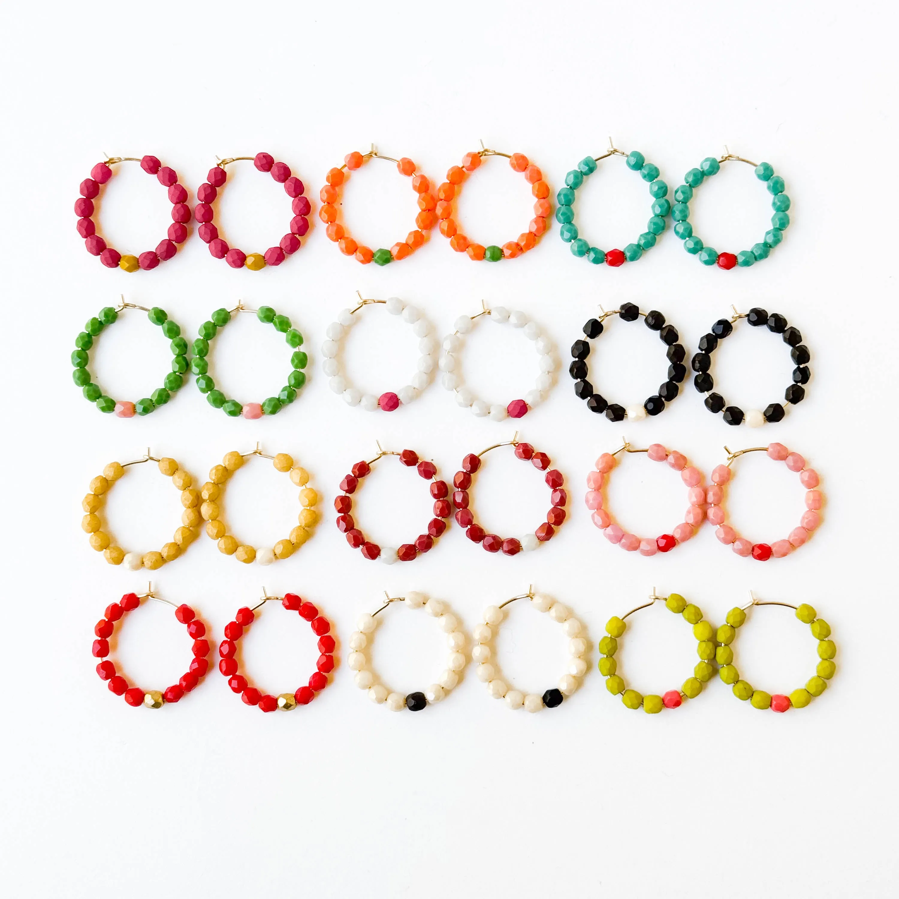 Small Colorful Gold Filled Hoops with Beads