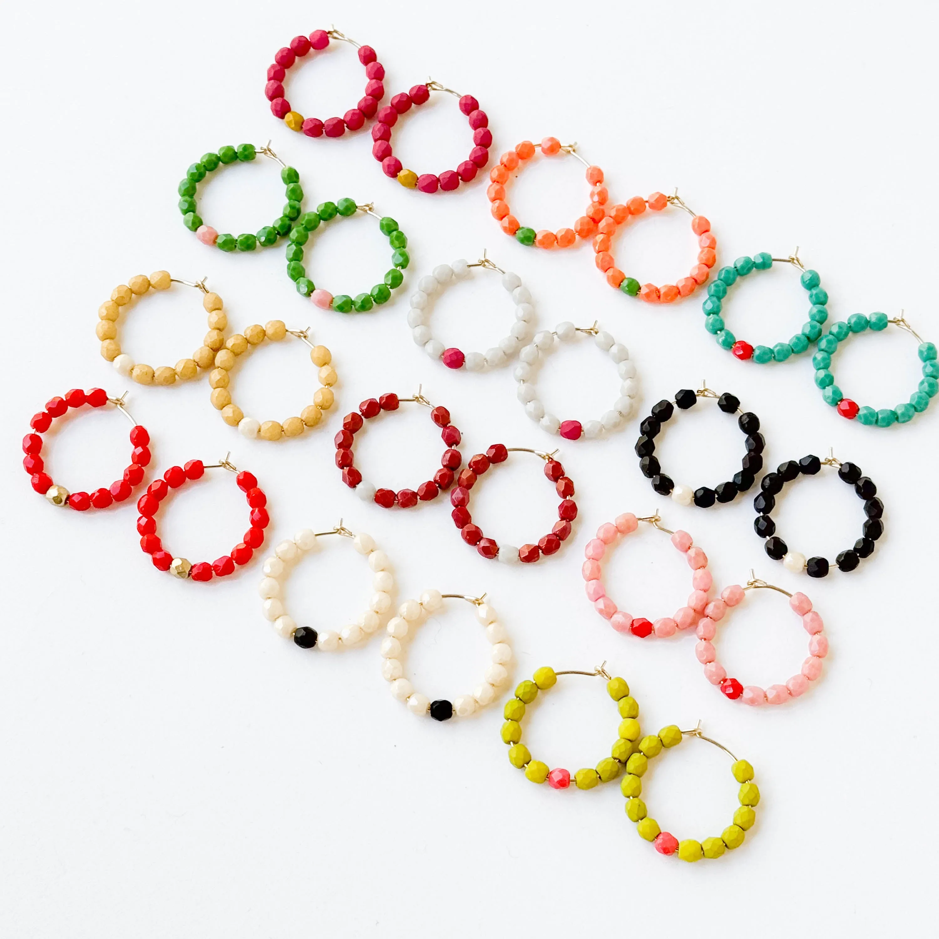 Small Colorful Gold Filled Hoops with Beads