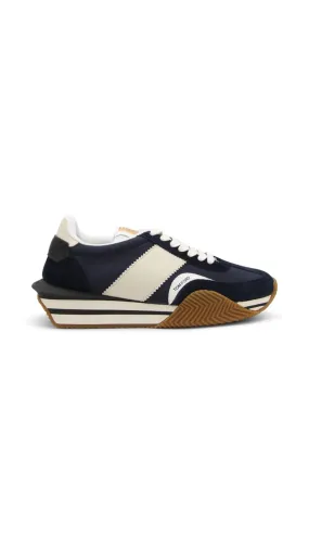 Suede Technical Fabric James Sneakers - Navy/White