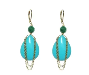 Turquoise Chain Drop Earrings