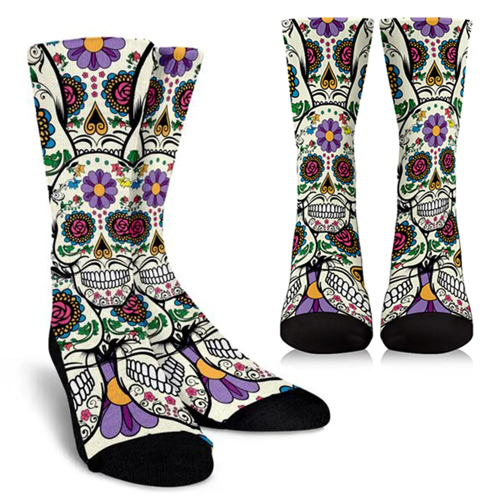 Violet Sugar Skull Crew Socks