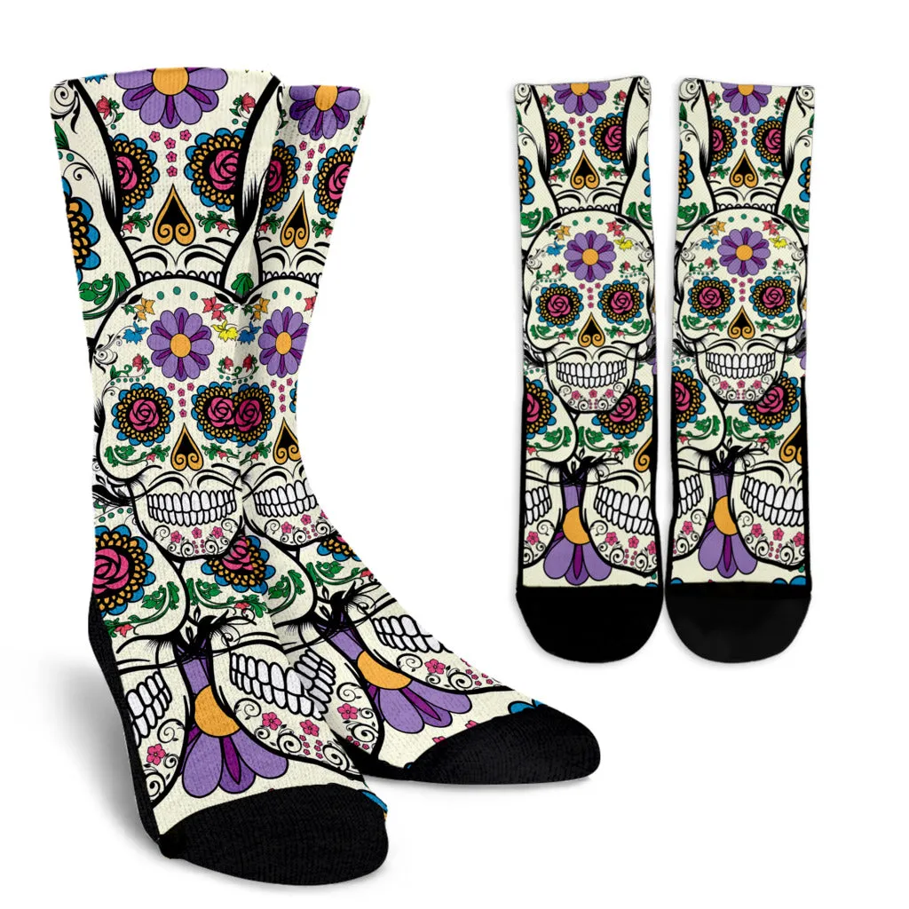 Violet Sugar Skull Crew Socks