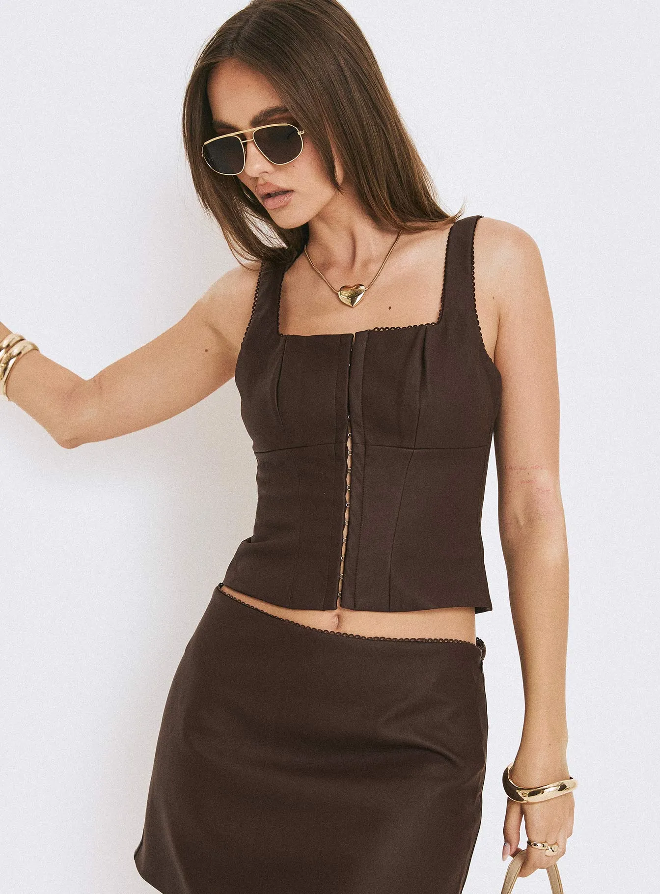 Wait On You Faux Leather Mini Skirt Brown