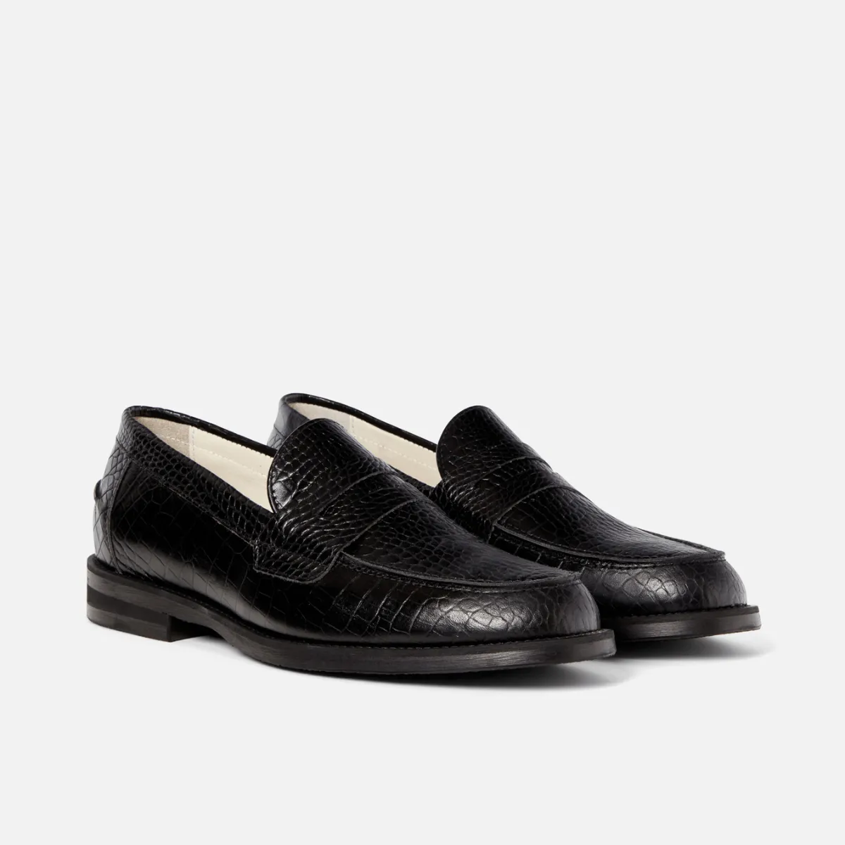 Wilde Black Croc Penny Loafer - Men's