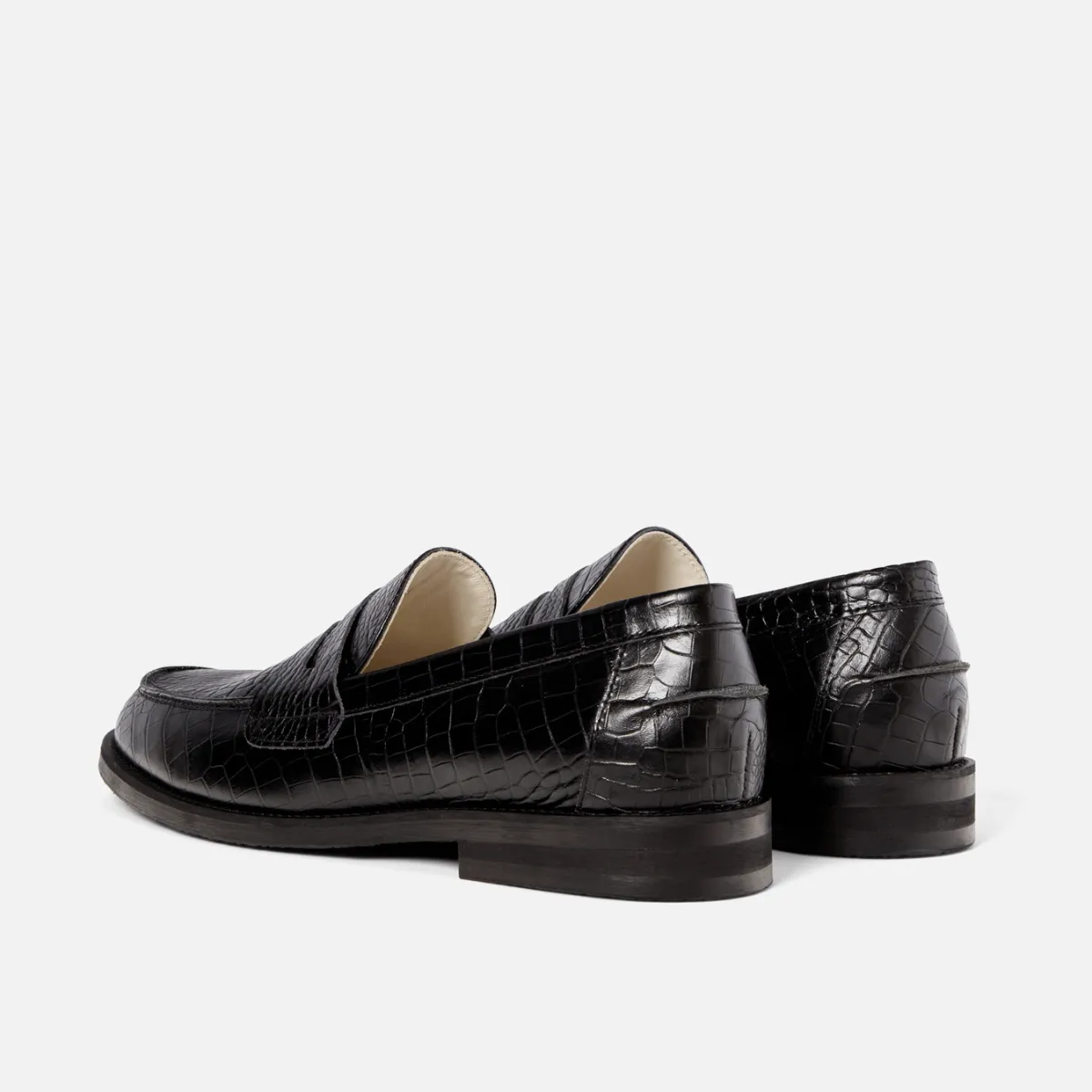 Wilde Black Croc Penny Loafer - Men's