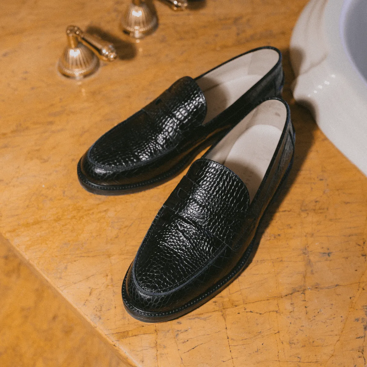 Wilde Black Croc Penny Loafer - Men's